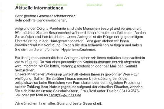 Hausaushang für Genossenschaftler
