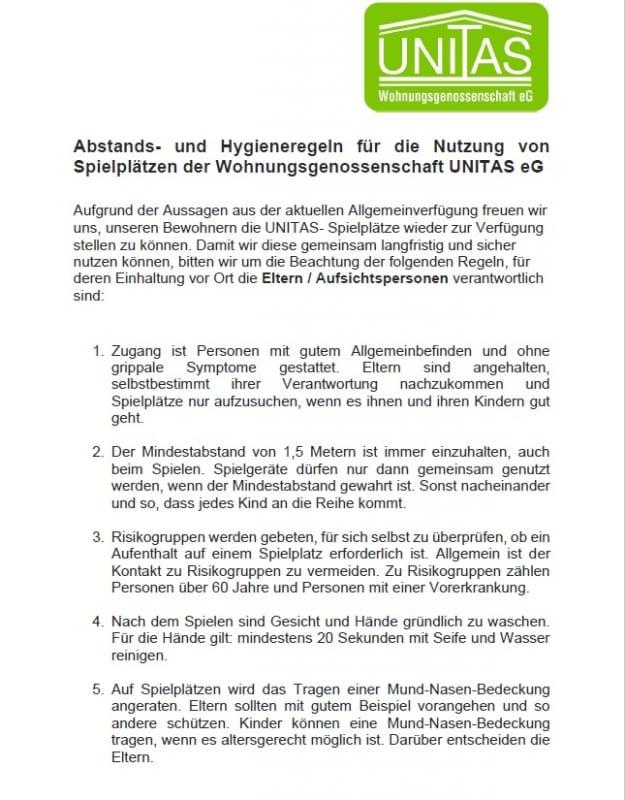 Aushang zur Freigabe der Spielplätze in Leipzig